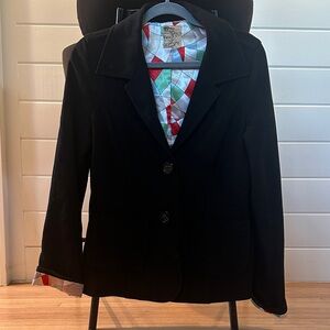 Tulle Black Blazer with Geometric Lining